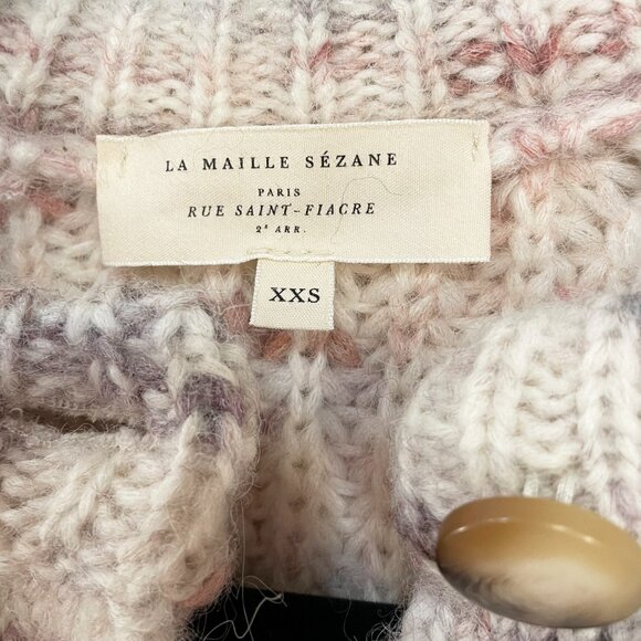 EUC Sezane Pierre Alpaca Wool Cotton Multicolor Cardigan Ecru XXS - Picture 7 of 9